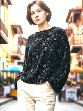 Johnny Was black Silk Top
